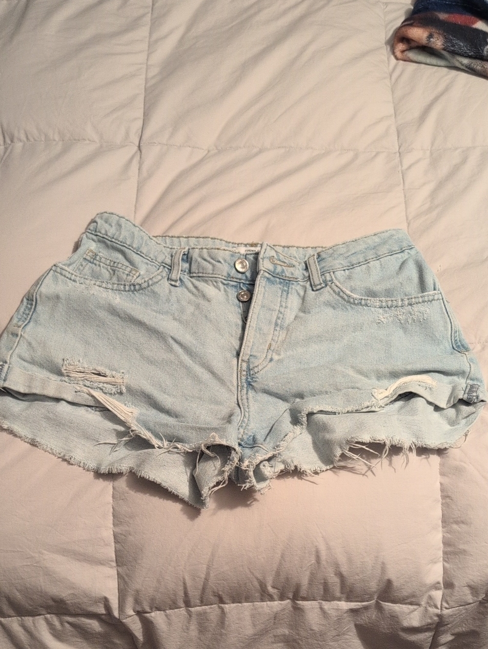 Forever 21 Light Blue Distressed Denim Cutoff Shorts